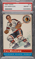 1954-1955 Topps Hockey #17 Gus Mortson PSA NM-MT 8