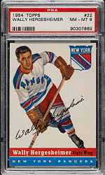 1954-1955 Topps Hockey #22 Wally Hergesheimer PSA NM-MT 8