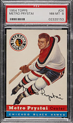 1954-1955 Topps Hockey #24 Metro Prystai PSA NM-MT 8