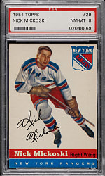 1954-1955 Topps Hockey #29 Nick Mickoski PSA NM-MT 8
