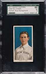 1909-1911 T206 White Border Hal Chase Portrait Blue Background SGC EX 60