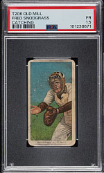 1909-1911 T206 White Border Fred Snodgrass Catching PSA FAIR 1.5 - Old Mill Back