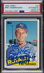Signed 1985 Topps #23 Bret Saberhagen Rookie PSA/DNA GEM MINT 10