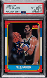 Signed 1986-1987 Fleer Basketball #37 Artis Gilmore PSA/DNA GEM MINT 10