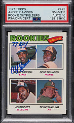Signed 1977 Topps #473 Andre Dawson Rookie PSA NM-MT 8 with GEM MINT 10 Signature