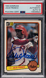 Signed 1983 Donruss #525 Julio Franco PSA/DNA GEM MINT 10