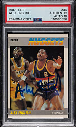 Signed 1987-1988 Fleer Basketball #34 Alex English PSA/DNA GEM MINT 10