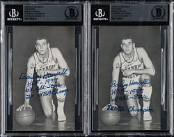 Signed 1950-1970 J. D. McCarthy Postcard Basketball Bailey Howell Beckett GEM MINT 10 Pair