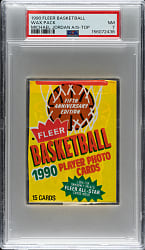 1990-1991 Fleer Basketball Unopened Wax Pack PSA NM 7 - Michael Jordan All-Star on Top