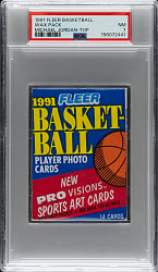 1991-1992 Fleer Basketball Unopened Wax Pack PSA NM 7 - Michael Jordan on Top