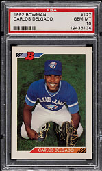 1992 Bowman #127 Carlos Delgado Rookie PSA GEM MINT 10