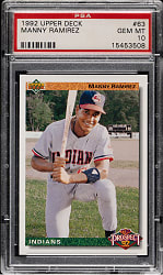 1992 Upper Deck #63 Manny Ramirez Rookie PSA GEM MINT 10