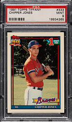 1991 Topps Tiffany #333 Chipper Jones Rookie PSA MINT 9