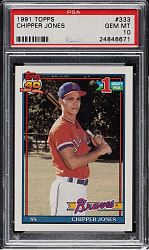 1991 Topps #333 Chipper Jones Rookie PSA GEM MINT 10