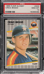 1989 Fleer Glossy #353 Craig Biggio Rookie PSA GEM MINT 10