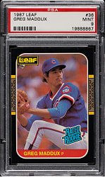 1987 Leaf #36 Greg Maddux Rookie PSA MINT 9