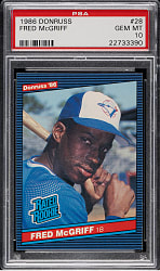 1986 Donruss #28 Fred McGriff Rookie PSA GEM MINT 10