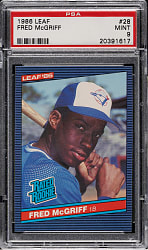 1986 Leaf #28 Fred McGriff Rookie PSA MINT 9