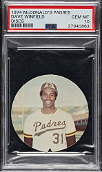 1974 McDonald's San Diego Padres Discs Dave Winfield Rookie PSA GEM MINT 10