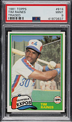 1981 Topps Traded #816 Tim Raines Rookie PSA MINT 9