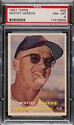 1957 Topps #29 Whitey Herzog PSA NM-MT 8