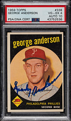 Signed 1959 Topps #338 George Anderson Rookie PSA VG-EX 4 with GEM MINT 10 Signature