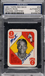 Signed 1951 Topps Red Back #50 Monte Irvin Rookie - PSA/DNA