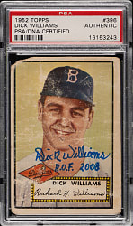 Signed 1952 Topps #396 Dick Williams High Number with "H.O.F. 2008" Inscription - PSA/DNA