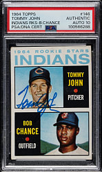 Signed 1964 Topps #146 Tommy John Rookie PSA/DNA GEM MINT 10
