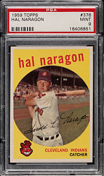 1959 Topps #376 Hal Naragon PSA MINT 9