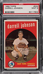 1959 Topps #533 Darrell Johnson PSA MINT 9 - Highest Graded!