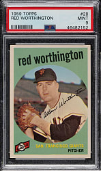1959 Topps #28 Red Worthington PSA MINT 9