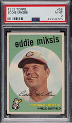 1959 Topps #58 Eddie Miksis PSA MINT 9