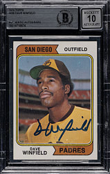 Signed 1974 Topps #456 Dave Winfield Rookie Beckett GEM MINT 10
