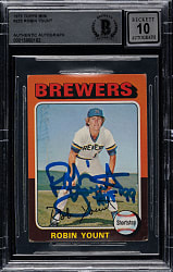 Signed 1975 Topps Mini #223 Robin Yount Rookie Beckett GEM MINT 10