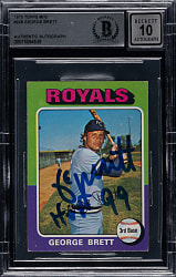 Signed 1975 Topps Mini #228 George Brett Rookie Beckett GEM MINT 10