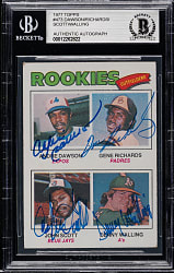 Signed 1977 Topps #473 Andre Dawson Rookie Beckett GEM MINT 10 - Signed by All Four Players!