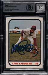 Signed 1981 TCMA Oklahoma City 89ers #17 Ryne Sandberg Pre-Rookie Beckett GEM MINT 10