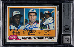 Signed 1981 Topps #479 Tim Raines Rookie Beckett GEM MINT 10 - Signed by All Three Players!