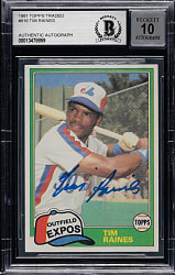 Signed 1981 Topps Traded #816 Tim Raines Rookie Beckett GEM MINT 10