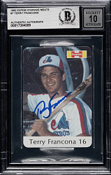 Signed 1982 Expos Hygrade Meats #7 Terry Francona Rookie Beckett GEM MINT 10