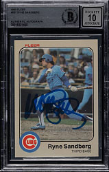 Signed 1983 Fleer #507 Ryne Sandberg Rookie Beckett GEM MINT 10
