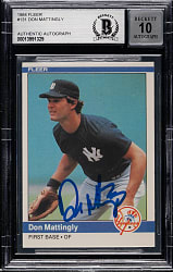 Signed 1984 Fleer #131 Don Mattingly Rookie Beckett GEM MINT 10