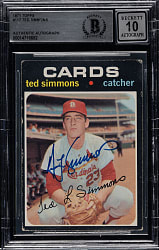 Signed 1971 Topps #117 Ted Simmons Rookie Beckett GEM MINT 10