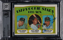 Signed 1972 Topps #79 Carlton Fisk Rookie Beckett GEM MINT 10