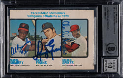Signed 1973 O-Pee-Chee #614 Rookie Outfielders with Dwight Evans Beckett GEM MINT 10 - Signed by All Three Players!