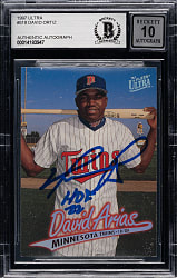 Signed 1997 Fleer Ultra #518 David Ortiz Rookie Beckett GEM MINT 10 - "HOF 22" Inscription
