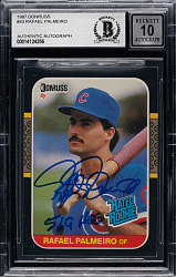 Signed 1987 Donruss #43 Rafael Palmeiro Rookie Beckett GEM MINT 10 - "569 HRS" Inscription