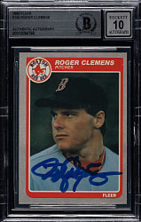 Signed 1985 Fleer #155 Roger Clemens Rookie Beckett GEM MINT 10
