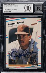 Signed 1988 Fleer Update #U122 Roberto Alomar Rookie Beckett GEM MINT 10